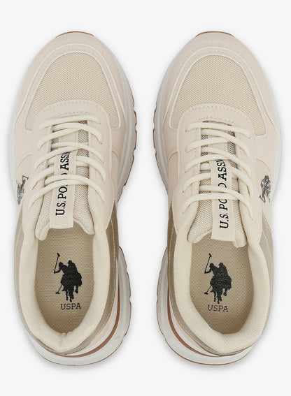 Women's Beige Low-Top Sneakers - Lightweight Shoes & Trendy Design Shoes for Everyday Wear