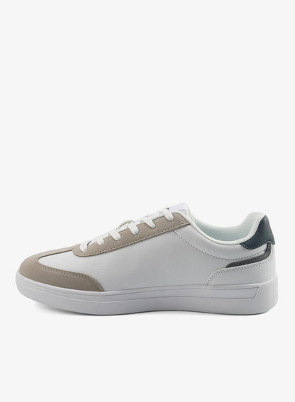 Men's White Sneakers, Stylish Contrast Design Shoes for Sporty Everyday Looks