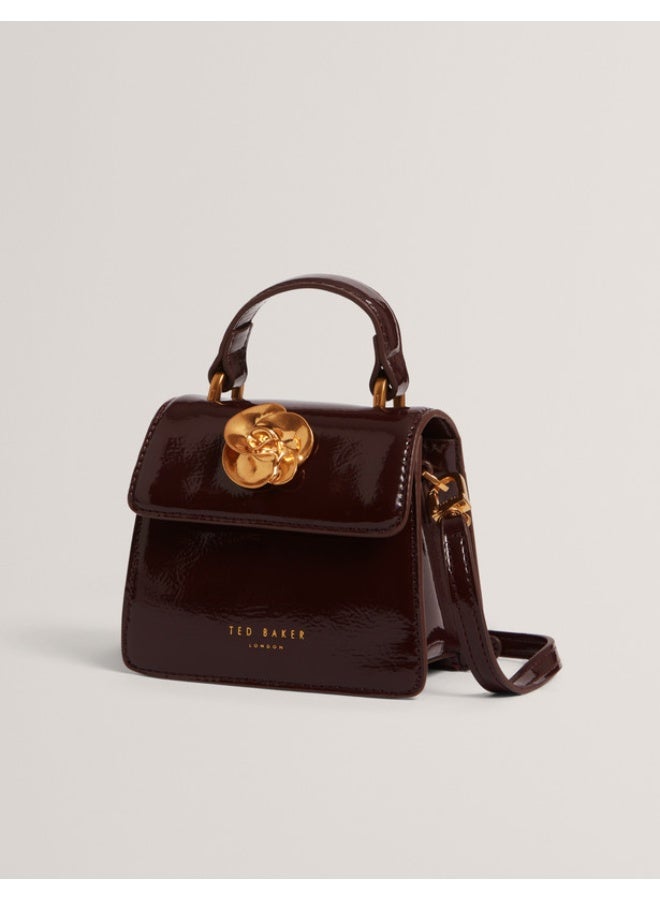 Rose Detail Square Mini Top Handle Bag
