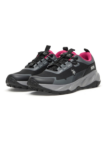 Women's Black Low-Top Sneakers - Trendy Lace-Up Design, Used For Trekking, Running