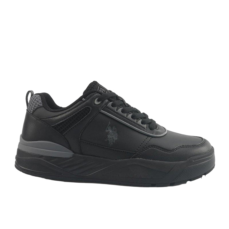 Men's Black Low-Top Sneakers - Modern Solid Design Shoes, Durable and Stylish Casual Footwear