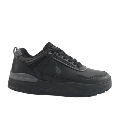 Men's Black Low-Top Sneakers - Modern Solid Design Shoes, Durable and Stylish Casual Footwear