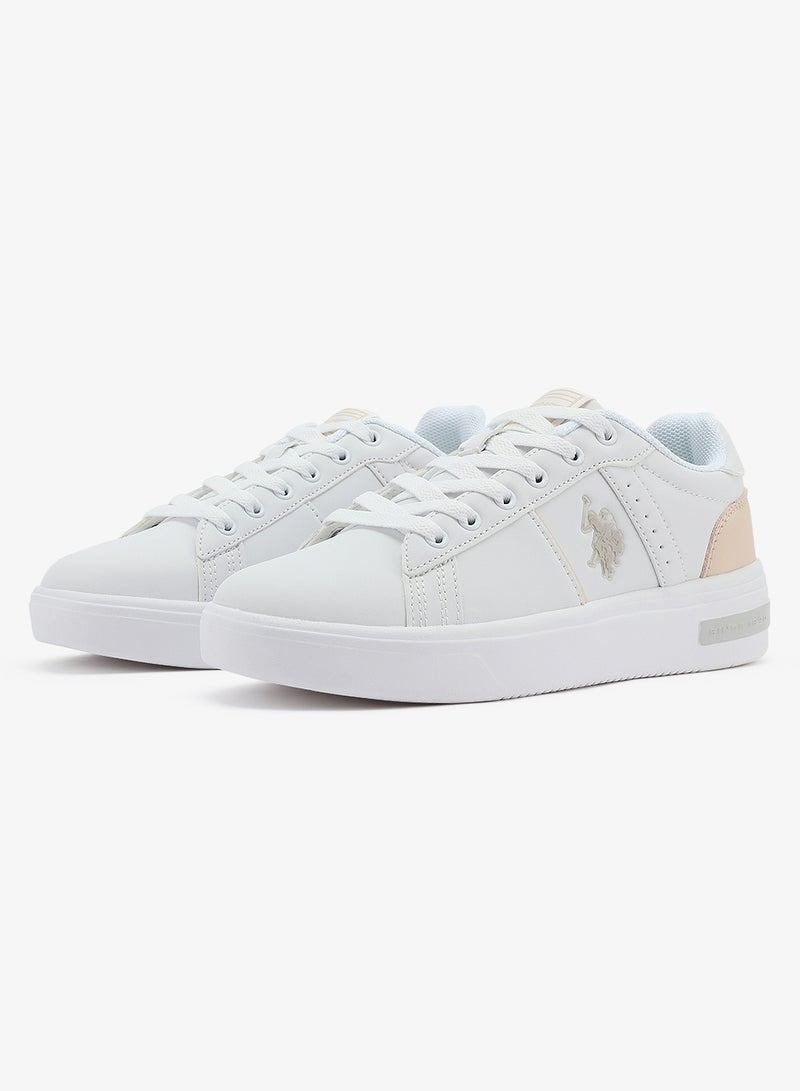 Women's White Low-Top Sneakers - Lightweight Modern Design Shoes for All-Day Comfort