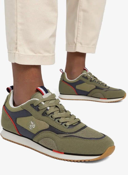 Men's Khaki Low-Top Sneakers - Lightweight Shoes Timeless Lace-Up Style