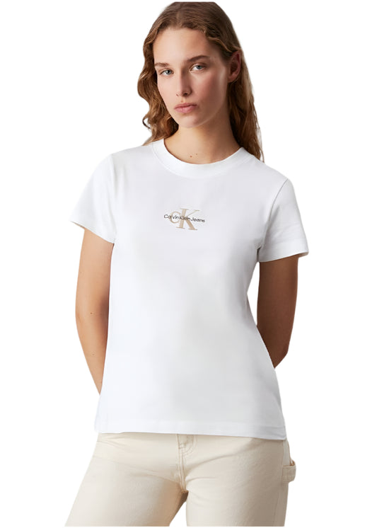 Women's Slim Monogram T-Shirt - Cotton jersey, White