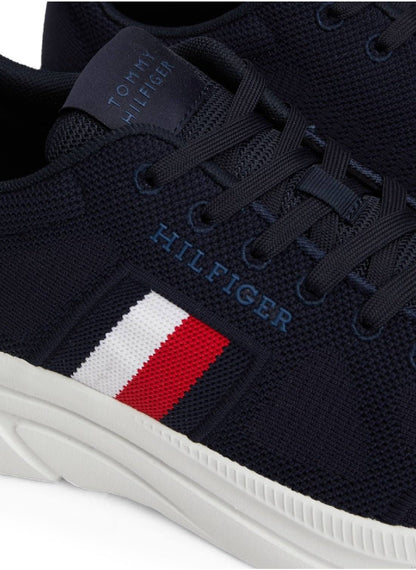 Men's Signature Tape Knit Runner Trainers, Blue- Recycled Polyester