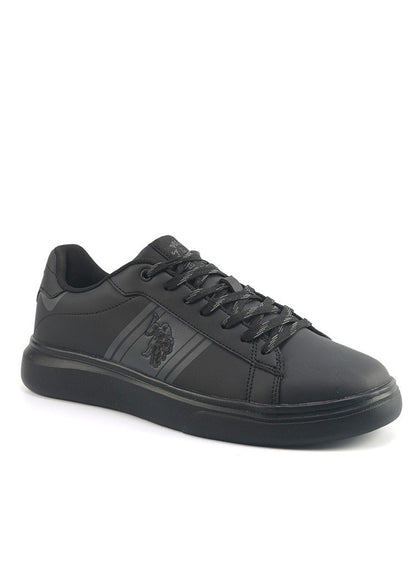 Men's Black Sneakers with Bold Side Logo – Sporty Striped Design for Effortless Everyday Styling