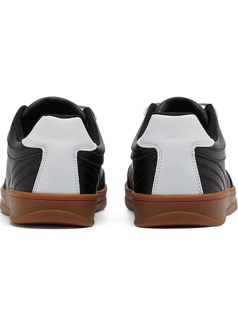 Men's Black Low-Top Sneakers - Fashionable Lace-Up Style, Perfect for Everyday Casual Outfits