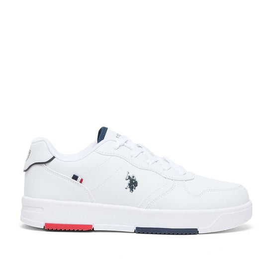 Women's White Low-Top Sneakers with Red and Blue Accents, Elegant Design Comfortable Casual Shoes for Everyday Wear