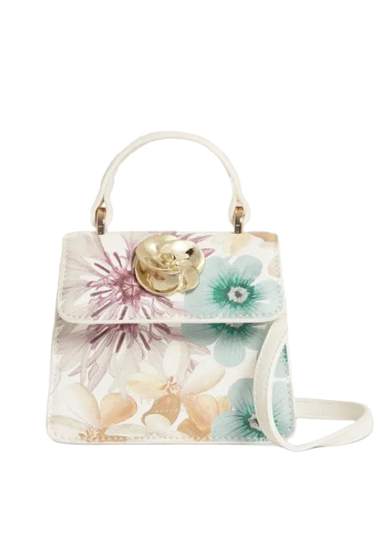 Petal Print Mini Top Handle Rose Detail