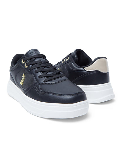 Women's Black Low-Top Sneakers - Lightweight with White Sole, Comfortable Casual Shoes