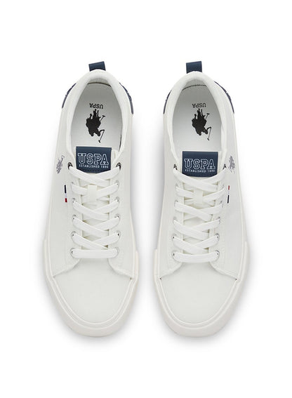 Men's White Low-Top Canvas Sneakers - Iconic Branding for a Clean Look