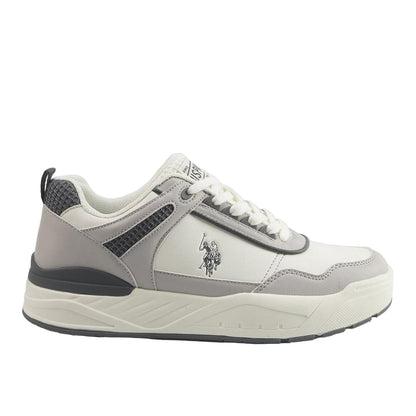 Men's White Low-Top Sneakers - Modern Design with Grey Accents Shoes, Durable and Stylish Casual Footwear