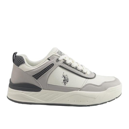 Men's White Low-Top Sneakers - Modern Design with Grey Accents Shoes, Durable and Stylish Casual Footwear