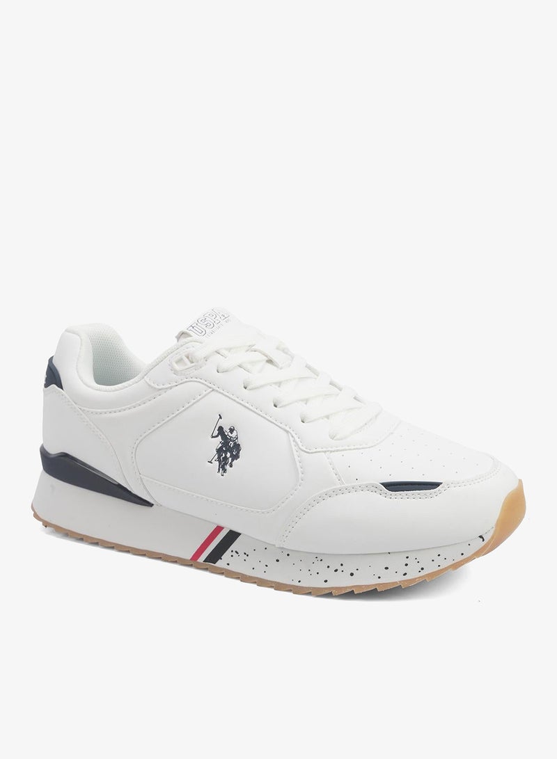 Men's White Sneakers - Lightweight Modern Design Shoes, Comfortable Everyday Casual
