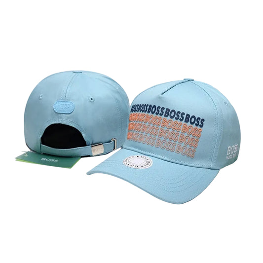 BOSS Light Blue Baseball Cap with Layered "BOSS" Logo Design