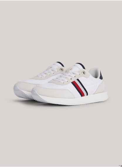 Women's Global Stripe Essential Suede Trainers -  Suede upper, White
