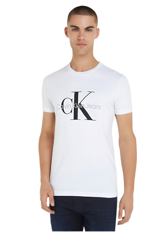 Calvin Klein Jeans Men's T-Shirt - Slim fit - Casual Tops - Cotton , White