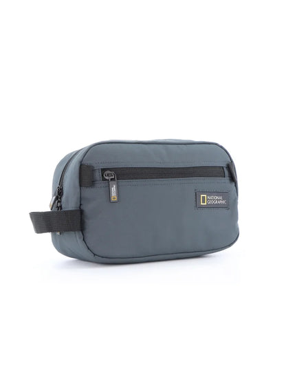 National Geographic Mutation Toiletry Bag Grey, Travel Pouch, Everyday Kit, Portable Organizer Sustainable Bag for Men and Women, School Travel College