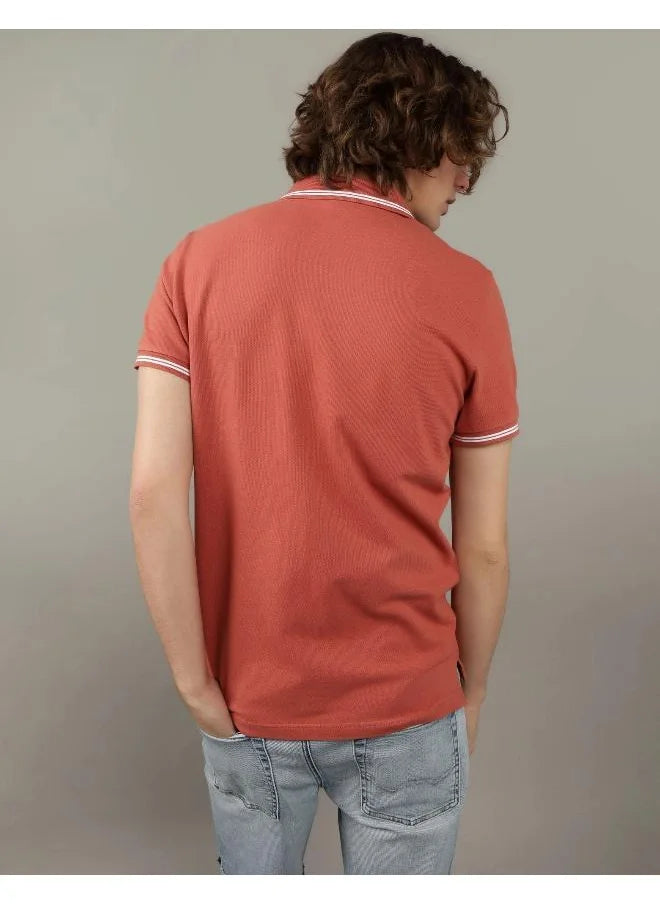 Collar Line Logo Detail Short Sleeve Polo Shirt
