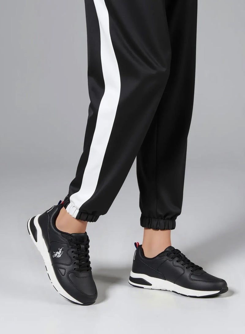 Men's Black Low-Top Casual Sneakers with Iconic Branding for a Clean Look