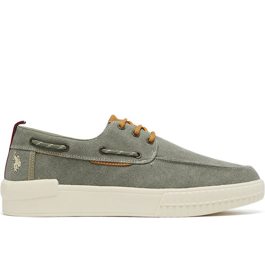 Men's Khaki Low-Top Sneakers - Lightweight Slip-On Design with Iconic Branding for a Clean Look