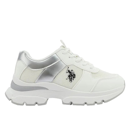 Women's White Low-Top Sneakers - Stylish Shimmer Design Shoes, Perfect for a Cute Outfit