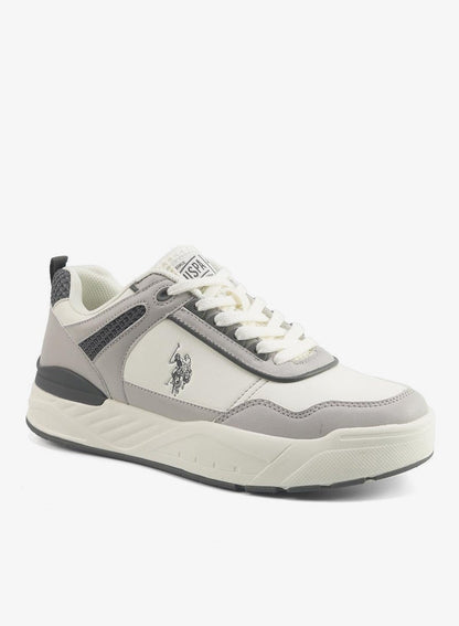 Men's White Low-Top Sneakers - Modern Design with Grey Accents Shoes, Durable and Stylish Casual Footwear