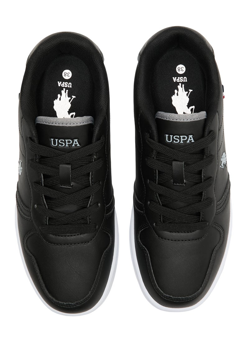 Women's Black Low-Top Sneakers - Lightweight With White Sole , Comfortable Casual Shoes
