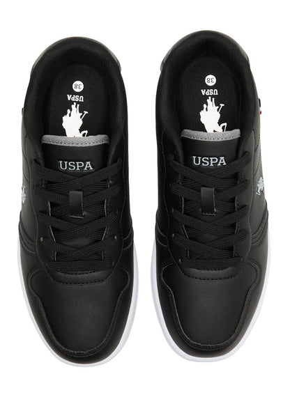 Women's Black Low-Top Sneakers - Lightweight With White Sole , Comfortable Casual Shoes