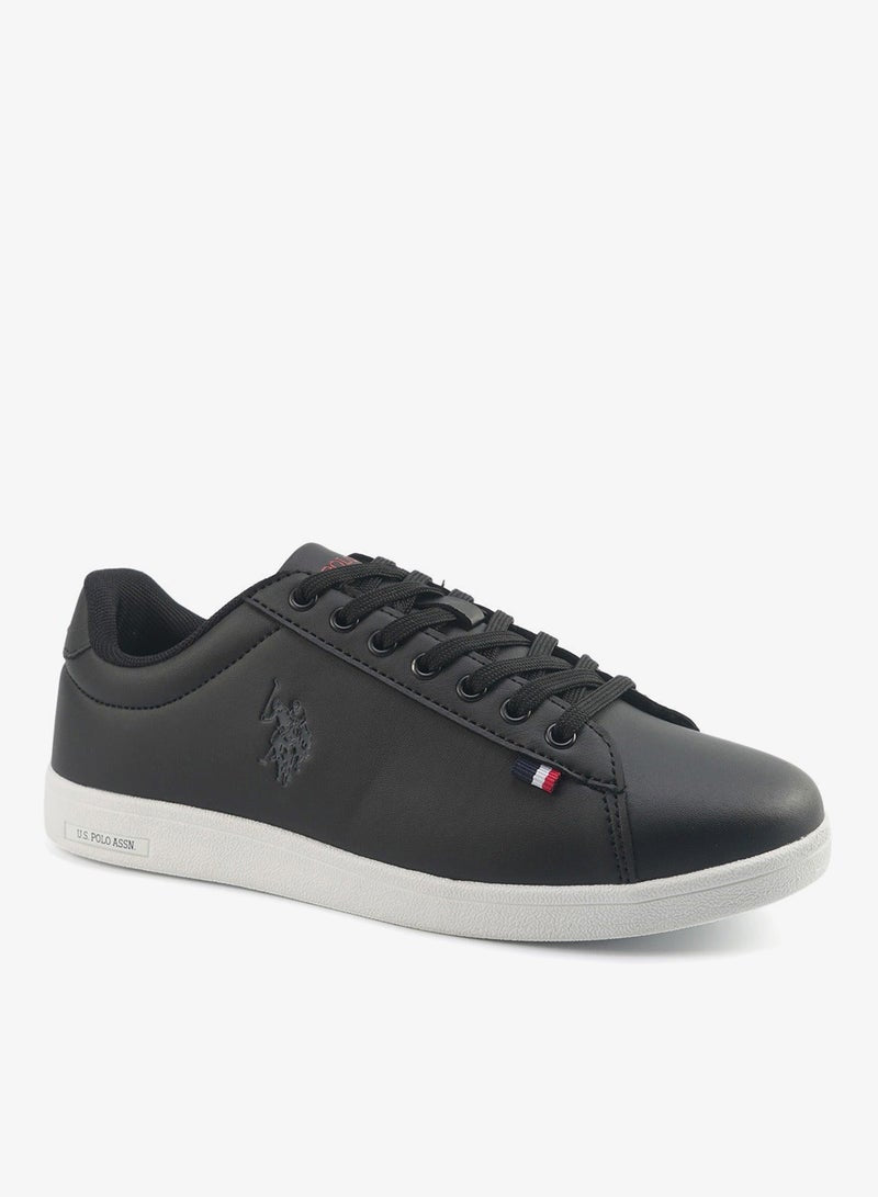 Women's Black Low-Top Sneakers - Bold Lace-Up Style Shoes for Striking Everyday Look