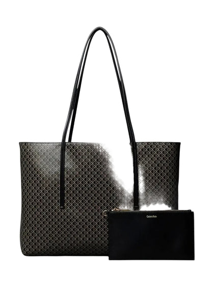 Coated Emblem Logo Tote Bag with Pouch