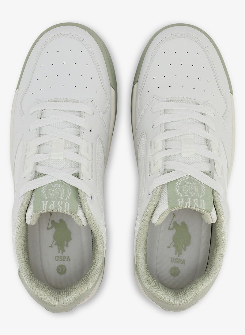Women's White Sneakers - Bold Rugged Style Shoes with Durable Sole for Outdoor Wear