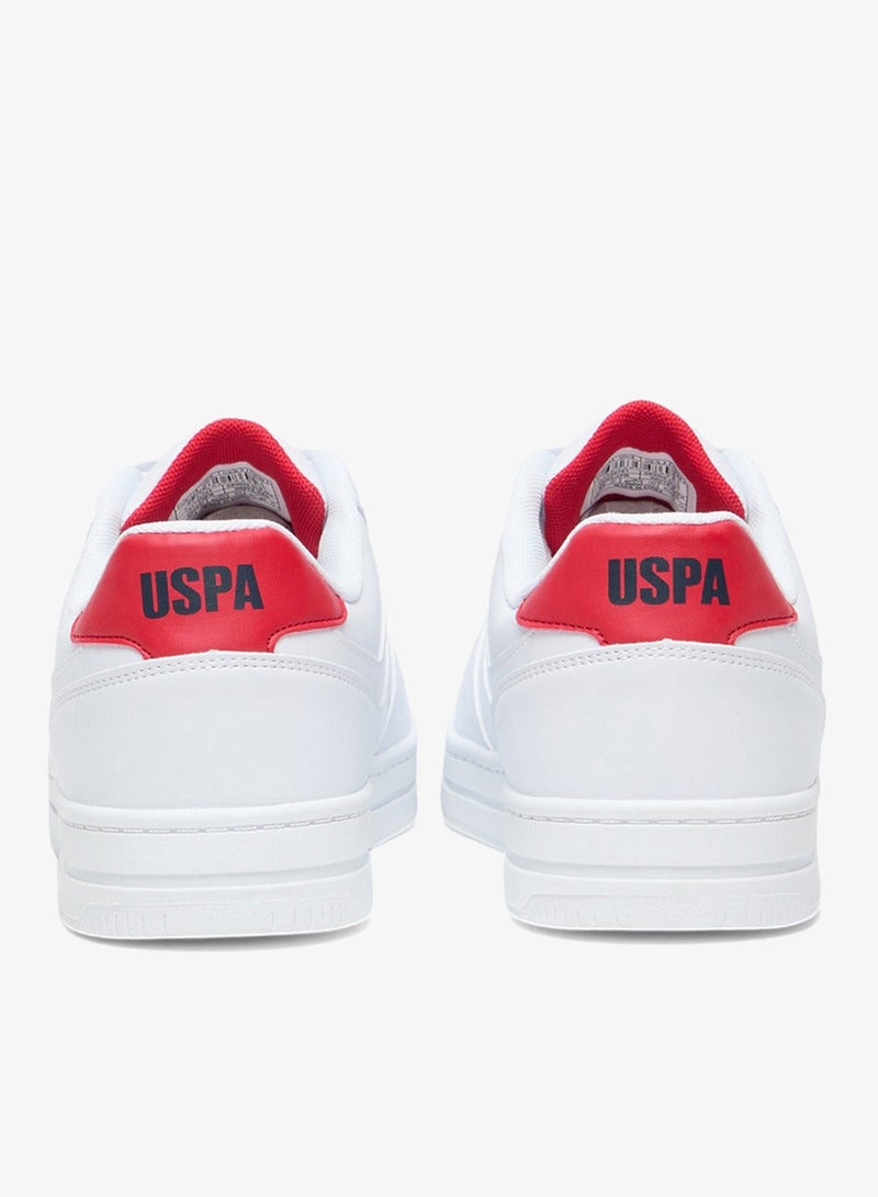 Men's White and Red Low-Top Sneakers - Lightweight Shoes Classic Lace-Up Design Shoes, Comfortable for Everyday Outfits