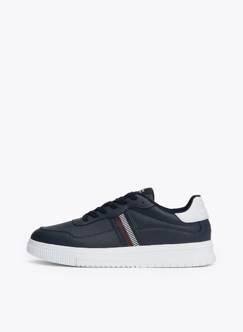 Signature Tape Textured Leather Sneakers