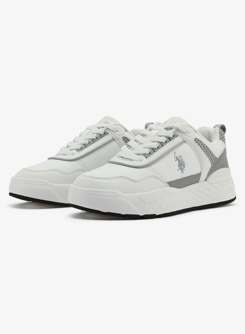 Women's  White Low-Top Sneakers - Sleek Style and Comfort Cushioned Sole for Everyday Style Shoes