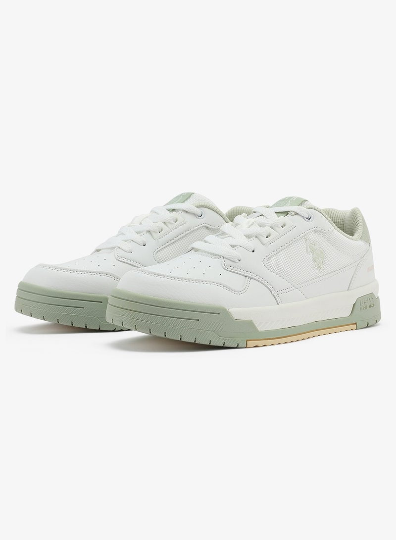 Women's White Sneakers - Bold Rugged Style Shoes with Durable Sole for Outdoor Wear