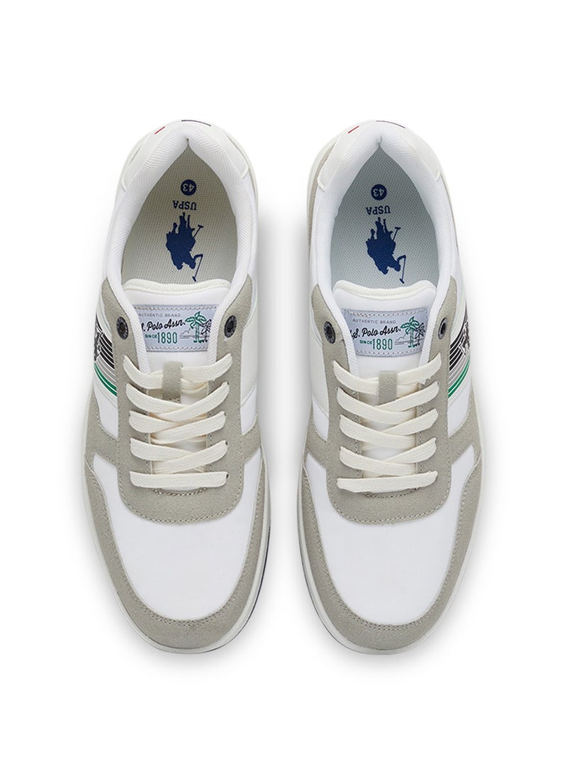 Men's White Low-Top Sneakers - Lightweight Lace-Up Design, Comfortable for Everyday Outfits