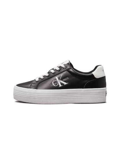 Women's Leather Platform Trainers - Leather, Black