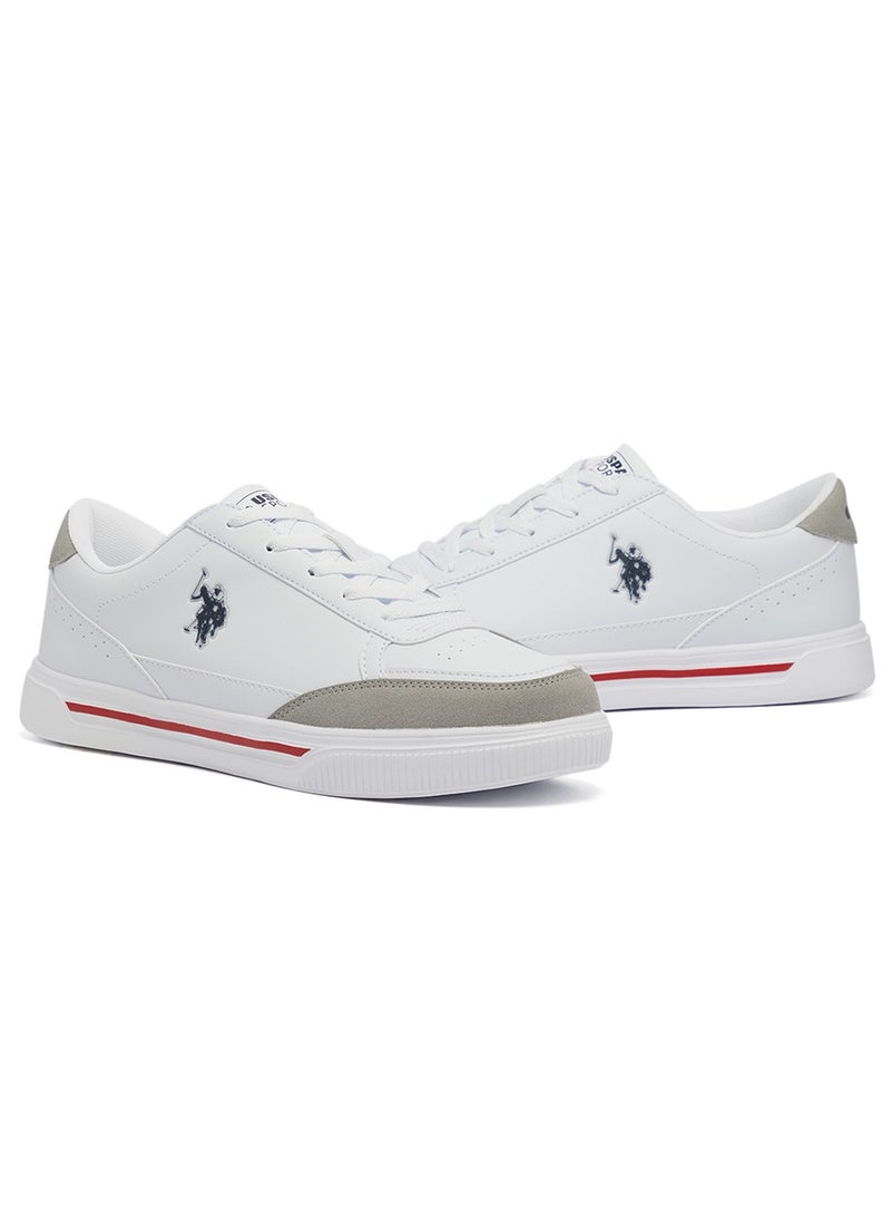 Men's White Low-Top Sneakers - Lightweight Lace-Up Design, Comfortable for Everyday Outfits