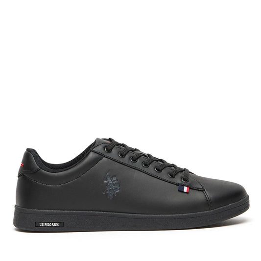 Men's Black Low-Top Sneakers - Bold Lace-Up Style, Comfortable Casual Footwear