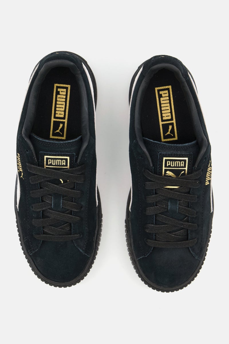 Women Suede Platform Sd Lace Up Outdoor Shoes, Black