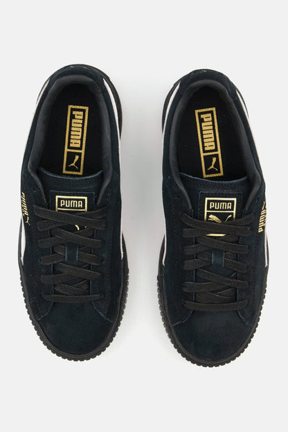 Women Suede Platform Sd Lace Up Outdoor Shoes, Black
