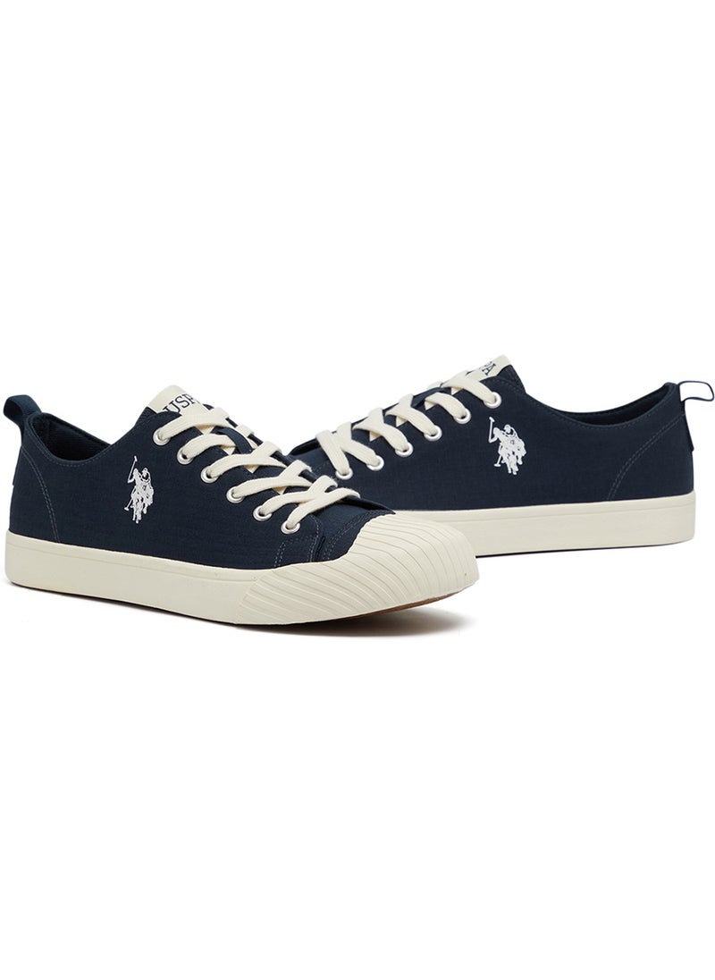 Men's Navy Low-Top Canvas Sneakers - Iconic Branding for a Clean Look
