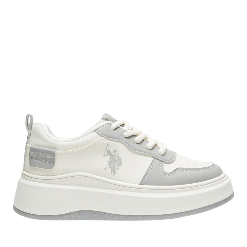 Women's White and Grey Sneakers - Bold Rugged Style with Durable Sole for Outdoor Wear