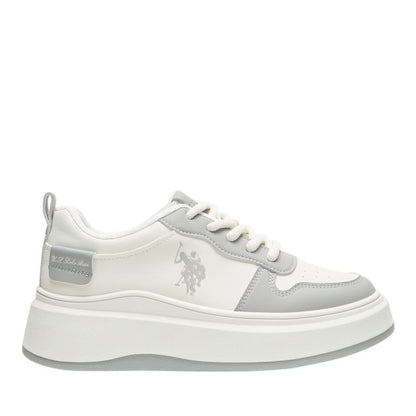 Women's White and Grey Sneakers - Bold Rugged Style with Durable Sole for Outdoor Wear