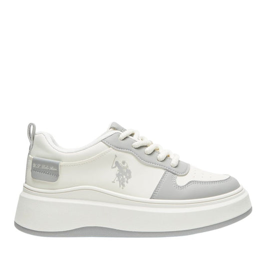 Women's White and Grey Sneakers - Bold Rugged Style with Durable Sole for Outdoor Wear
