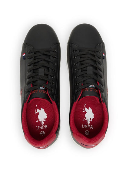 Men's Black Low-Top Sneakers - Bold Lace-Up Style, Comfortable Casual Footwear