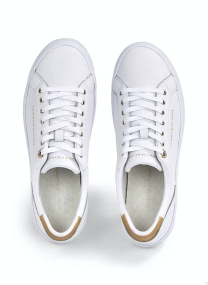 Women's Essential Metallic Heel Lace-Up Trainers -  Mixed upper: leather, nylon, polyurethane, White