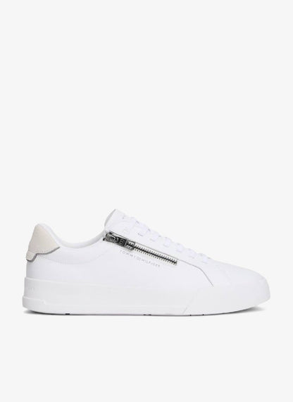 Zip-Up Court Trainers With Leather